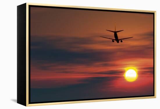 Boeing 737 Ascending At Sunset, Artwork-Detlev Van Ravenswaay-Framed Premier Image Canvas