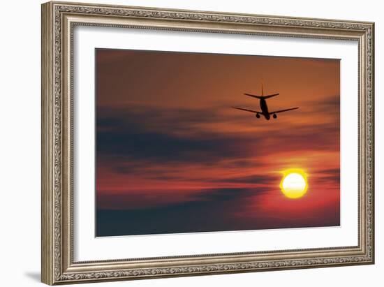 Boeing 737 Ascending At Sunset, Artwork-Detlev Van Ravenswaay-Framed Photographic Print