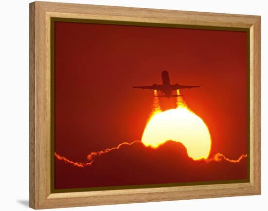 Boeing 737 Taking Off At Sunset-David Nunuk-Framed Premier Image Canvas