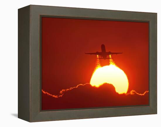 Boeing 737 Taking Off At Sunset-David Nunuk-Framed Premier Image Canvas