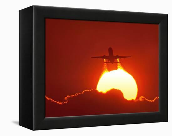 Boeing 737 Taking Off At Sunset-David Nunuk-Framed Premier Image Canvas