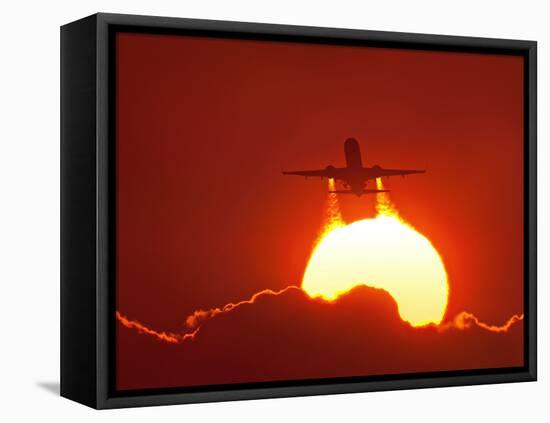 Boeing 737 Taking Off At Sunset-David Nunuk-Framed Premier Image Canvas