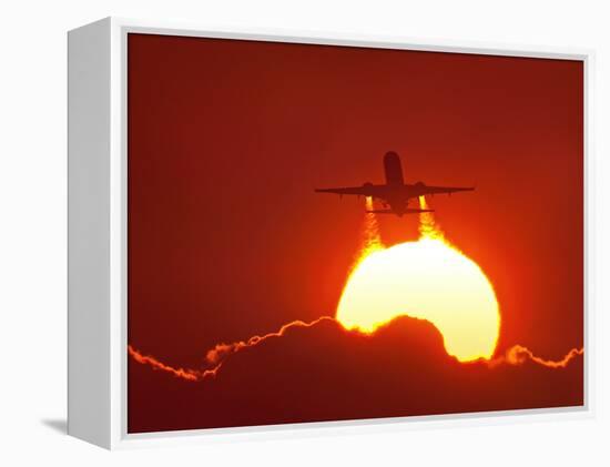 Boeing 737 Taking Off At Sunset-David Nunuk-Framed Premier Image Canvas