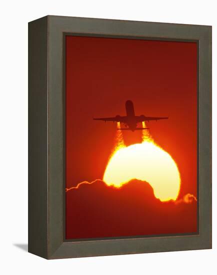 Boeing 737 Taking Off At Sunset-David Nunuk-Framed Premier Image Canvas