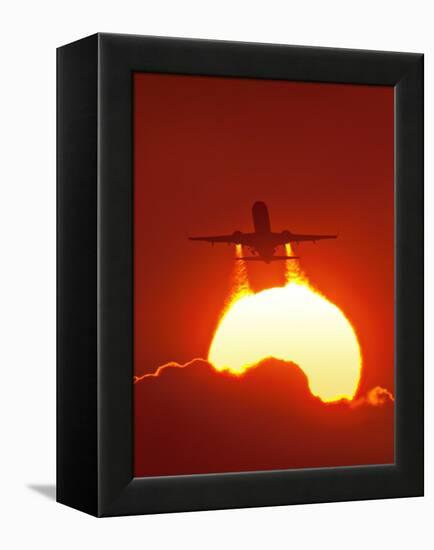 Boeing 737 Taking Off At Sunset-David Nunuk-Framed Premier Image Canvas