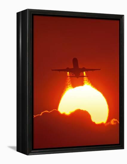 Boeing 737 Taking Off At Sunset-David Nunuk-Framed Premier Image Canvas