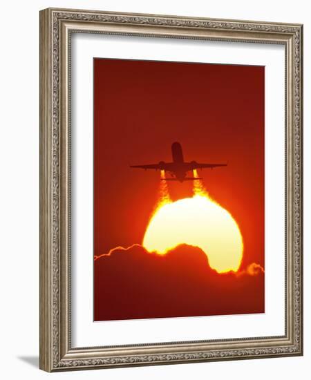 Boeing 737 Taking Off At Sunset-David Nunuk-Framed Photographic Print