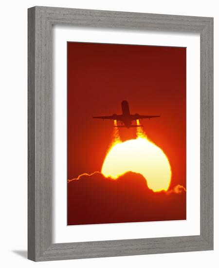 Boeing 737 Taking Off At Sunset-David Nunuk-Framed Photographic Print