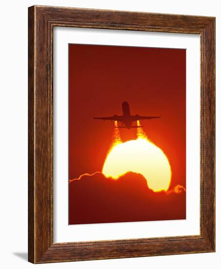 Boeing 737 Taking Off At Sunset-David Nunuk-Framed Photographic Print