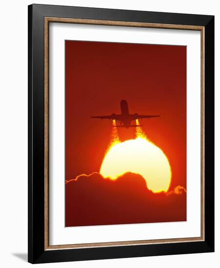 Boeing 737 Taking Off At Sunset-David Nunuk-Framed Photographic Print