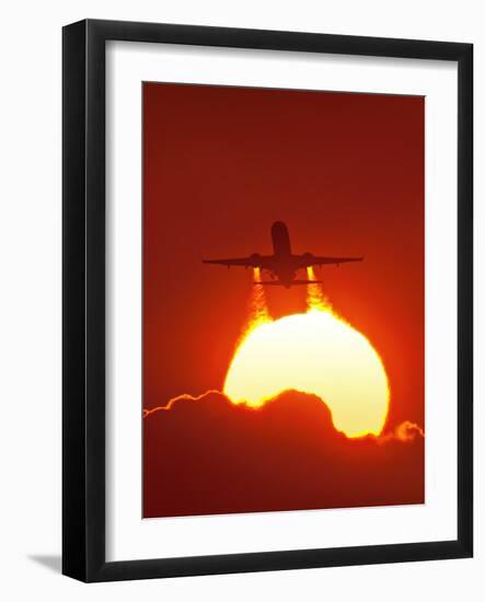 Boeing 737 Taking Off At Sunset-David Nunuk-Framed Photographic Print