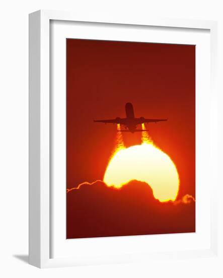 Boeing 737 Taking Off At Sunset-David Nunuk-Framed Photographic Print