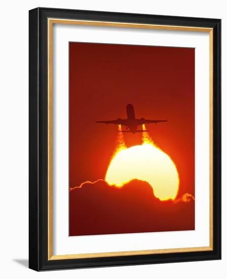 Boeing 737 Taking Off At Sunset-David Nunuk-Framed Photographic Print