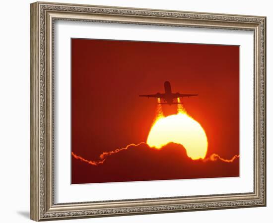 Boeing 737 Taking Off At Sunset-David Nunuk-Framed Photographic Print