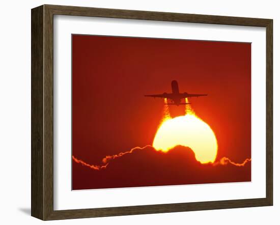 Boeing 737 Taking Off At Sunset-David Nunuk-Framed Photographic Print