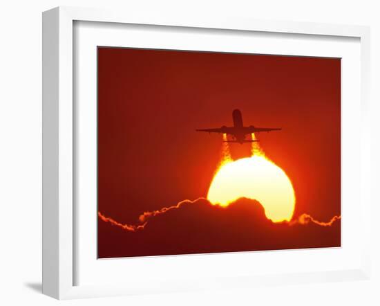 Boeing 737 Taking Off At Sunset-David Nunuk-Framed Photographic Print