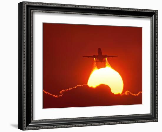 Boeing 737 Taking Off At Sunset-David Nunuk-Framed Photographic Print