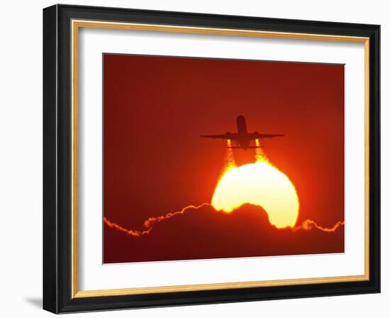 Boeing 737 Taking Off At Sunset-David Nunuk-Framed Photographic Print