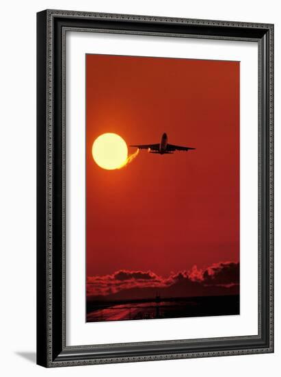 Boeing 747 Taking Off At Sunset-David Nunuk-Framed Photographic Print