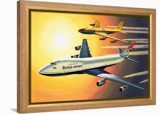 Boeing 747 with Boeing 707 in Background-Wilf Hardy-Framed Premier Image Canvas