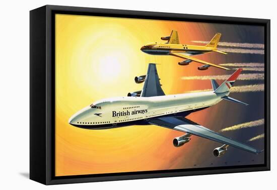 Boeing 747 with Boeing 707 in Background-Wilf Hardy-Framed Premier Image Canvas