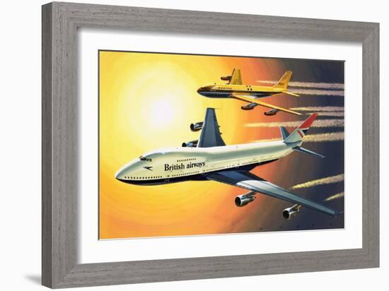 Boeing 747 with Boeing 707 in Background-Wilf Hardy-Framed Giclee Print