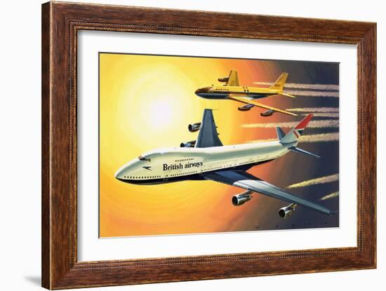 Boeing 747 with Boeing 707 in Background-Wilf Hardy-Framed Giclee Print