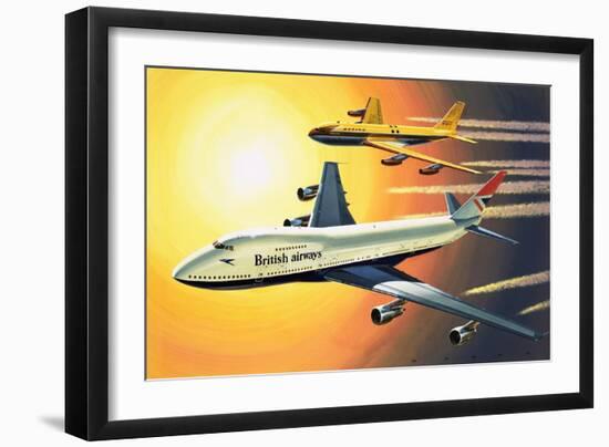 Boeing 747 with Boeing 707 in Background-Wilf Hardy-Framed Giclee Print