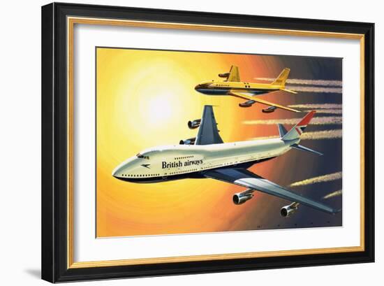 Boeing 747 with Boeing 707 in Background-Wilf Hardy-Framed Giclee Print