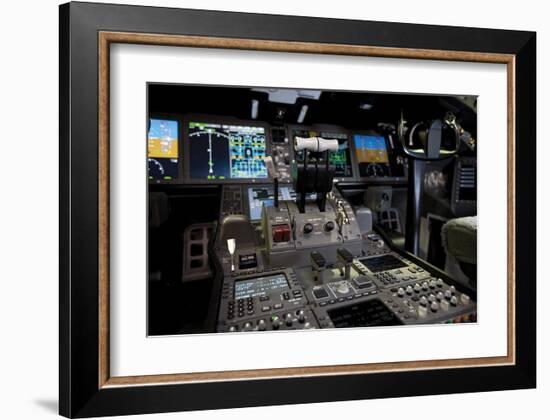 Boeing 787 Dreamliner Flight Deck-null-Framed Art Print