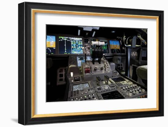 Boeing 787 Dreamliner Flight Deck-null-Framed Art Print