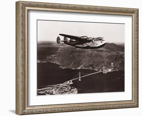 Boeing B-314 over San Francisco Bay, California 1939-Clyde Sunderland-Framed Art Print