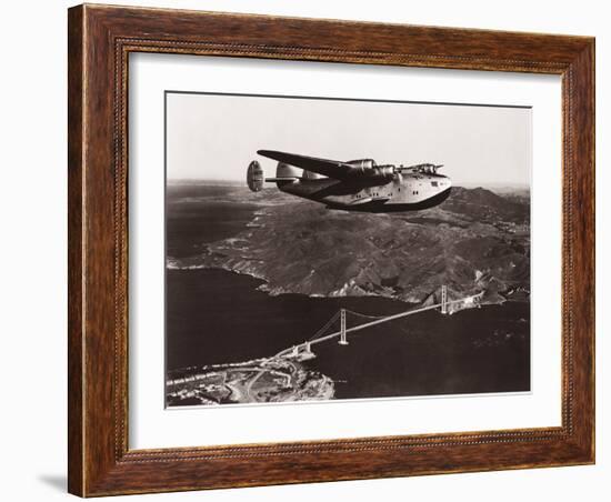 Boeing B-314 over San Francisco Bay, California 1939-Clyde Sunderland-Framed Art Print