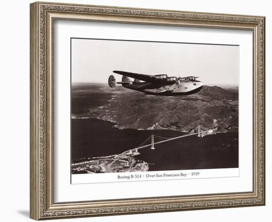 Boeing B-314 over San Francisco Bay, California 1939-Clyde Sunderland-Framed Art Print