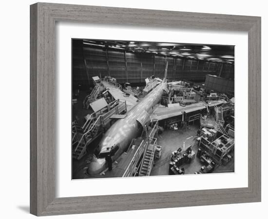 Boeing's New 707 Jet Aircraft, at the Boeing Plant-Nat Farbman-Framed Photographic Print