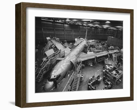 Boeing's New 707 Jet Aircraft, at the Boeing Plant-Nat Farbman-Framed Photographic Print