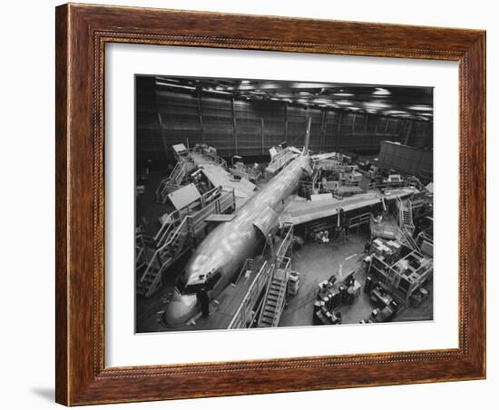 Boeing's New 707 Jet Aircraft, at the Boeing Plant-Nat Farbman-Framed Photographic Print