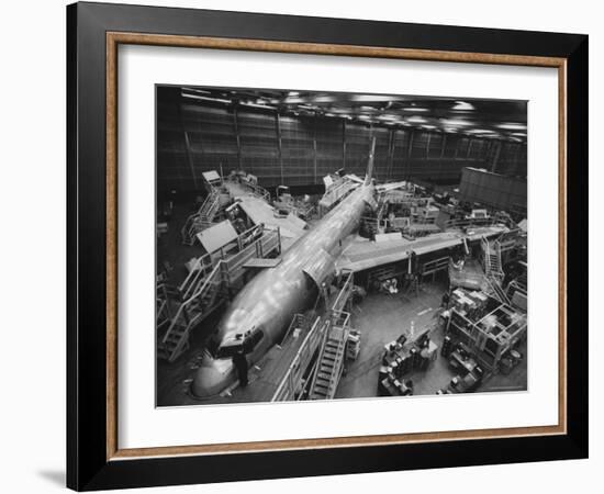 Boeing's New 707 Jet Aircraft, at the Boeing Plant-Nat Farbman-Framed Photographic Print