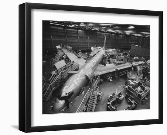 Boeing's New 707 Jet Aircraft, at the Boeing Plant-Nat Farbman-Framed Photographic Print