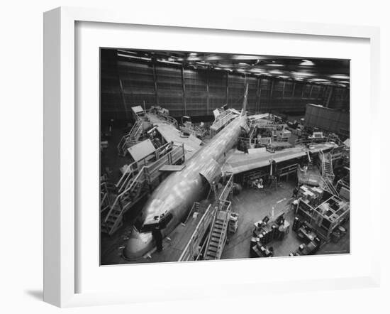 Boeing's New 707 Jet Aircraft, at the Boeing Plant-Nat Farbman-Framed Photographic Print