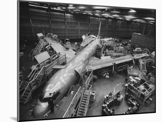 Boeing's New 707 Jet Aircraft, at the Boeing Plant-Nat Farbman-Mounted Photographic Print