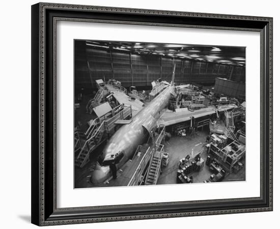 Boeing's New 707 Jet Aircraft, at the Boeing Plant-Nat Farbman-Framed Photographic Print