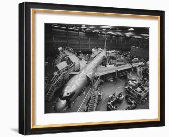 Boeing's New 707 Jet Aircraft, at the Boeing Plant-Nat Farbman-Framed Photographic Print