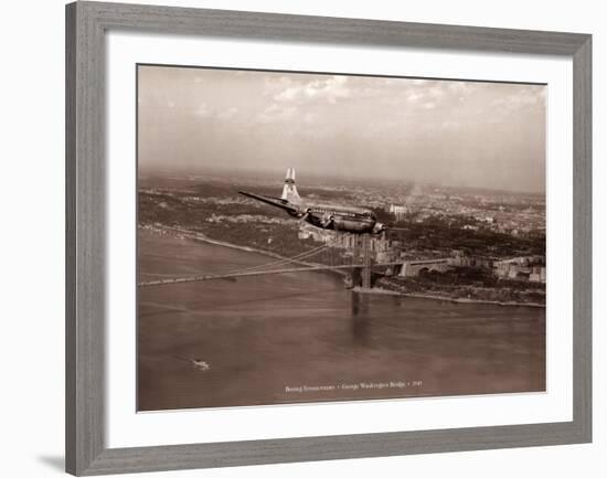 Boeing Stratocruiser, George Washington Bridge, 1949-Clyde Sunderland-Framed Art Print