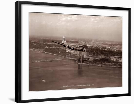 Boeing Stratocruiser, George Washington Bridge, 1949-Clyde Sunderland-Framed Art Print