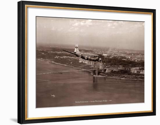 Boeing Stratocruiser, George Washington Bridge, 1949-Clyde Sunderland-Framed Art Print