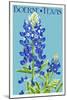 Boerne, Texas - Bluebonnet - Letterpress-Lantern Press-Mounted Art Print