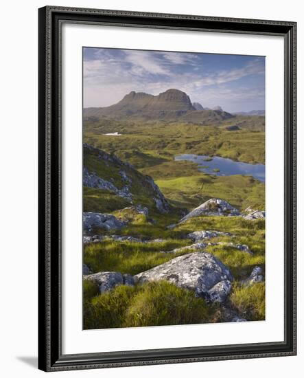 Bog Wetlands with Suilven Mountain at Dawn, Assynt Mountains, Highland, Scotland, UK, June-Joe Cornish-Framed Photographic Print