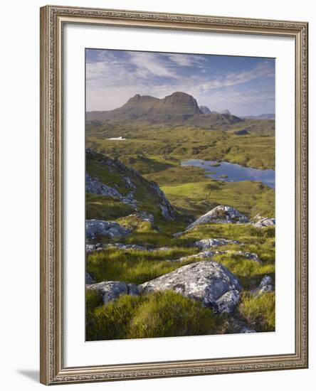 Bog Wetlands with Suilven Mountain at Dawn, Assynt Mountains, Highland, Scotland, UK, June-Joe Cornish-Framed Photographic Print