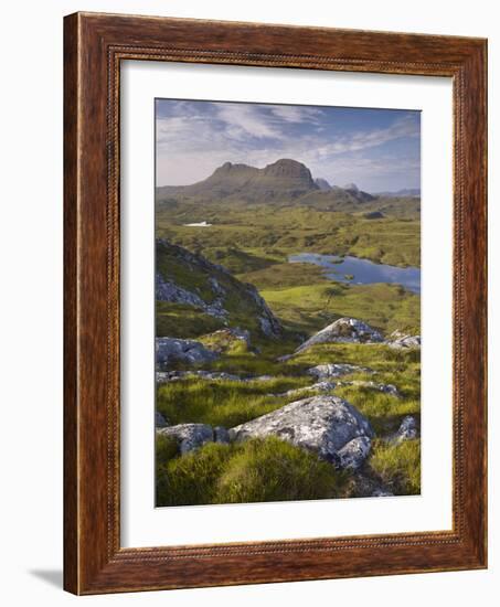 Bog Wetlands with Suilven Mountain at Dawn, Assynt Mountains, Highland, Scotland, UK, June-Joe Cornish-Framed Photographic Print